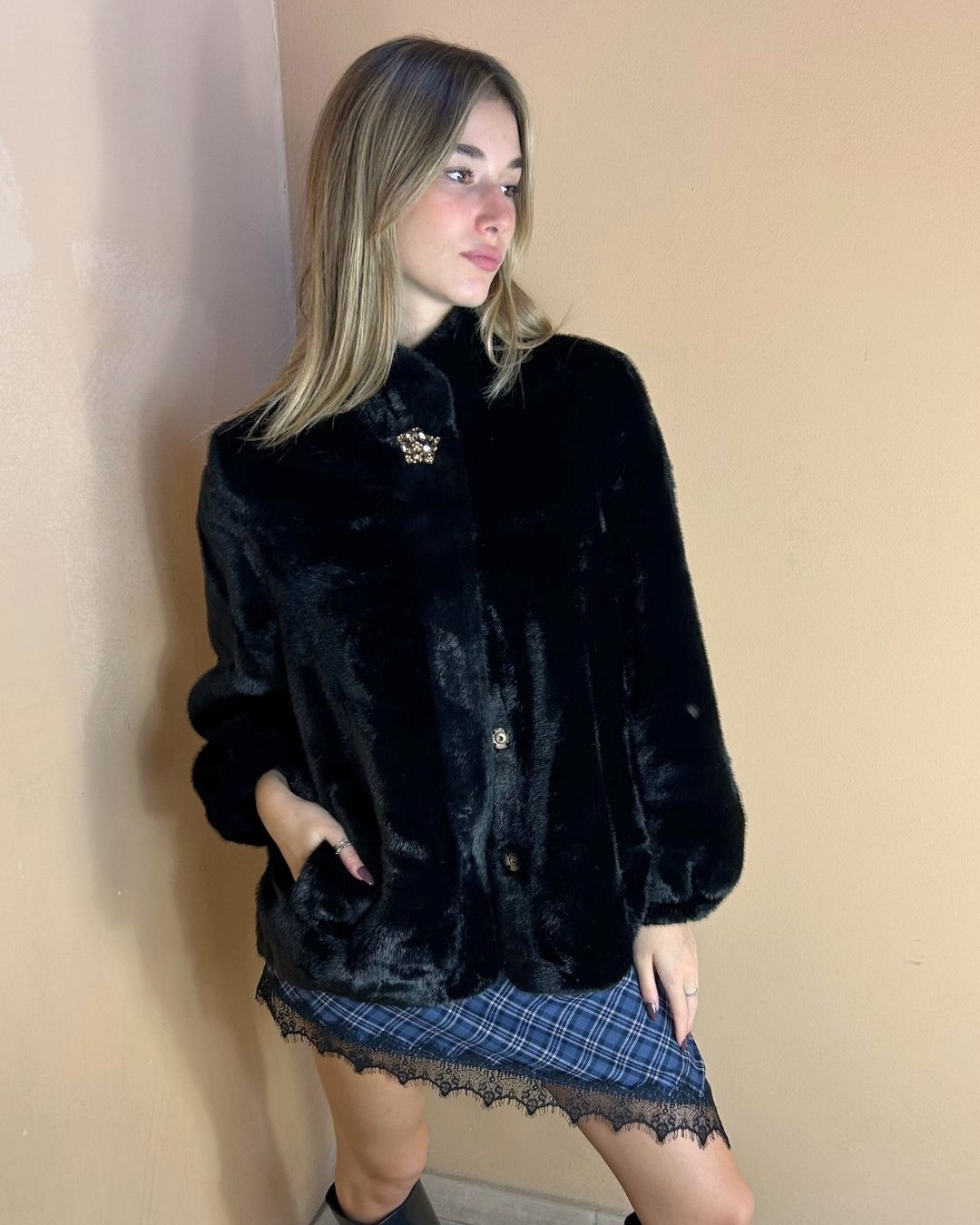 ECOPELLICCIA BOMBER BOTTONE