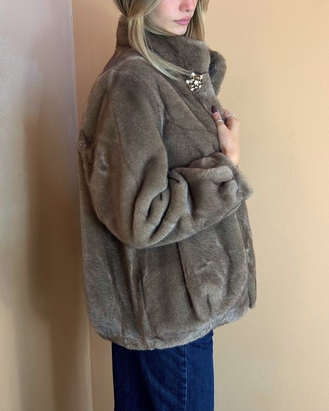 ECOPELLICCIA BOMBER BOTTONE