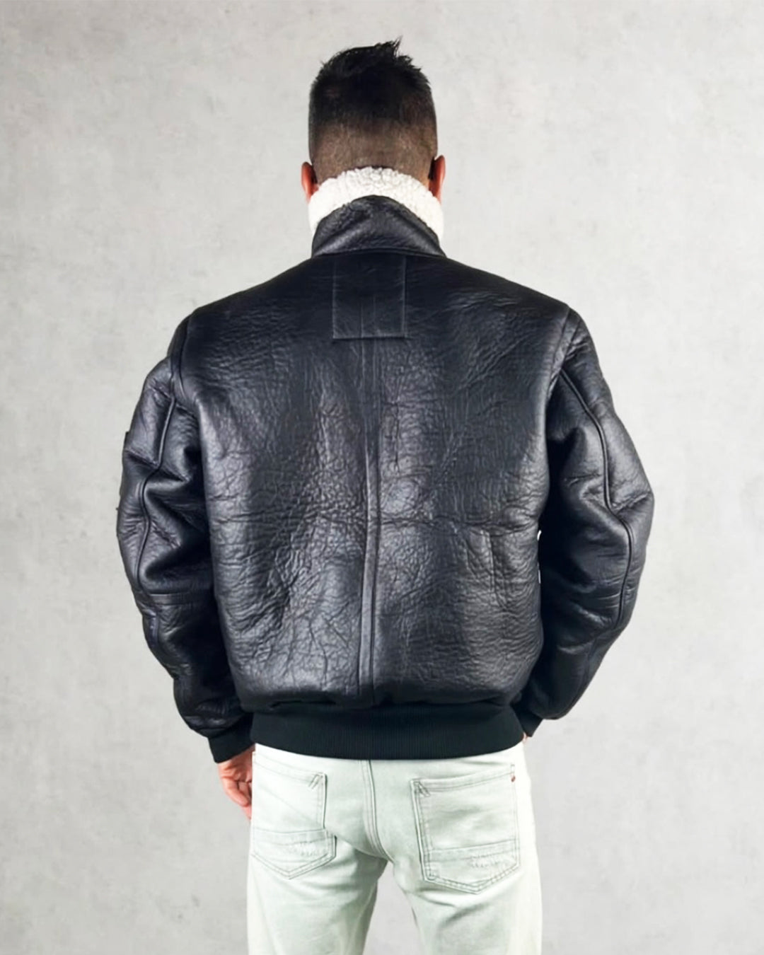B-15-3-FAUX LEATHER BOMBER JACKET Bomber
