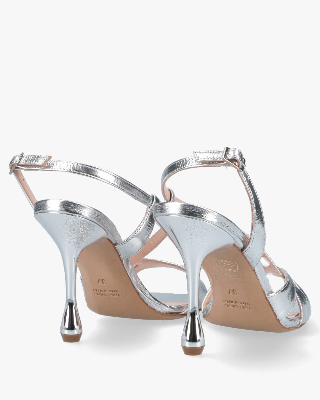 LAMINATED CROSSED SANDALS Heeled sandals