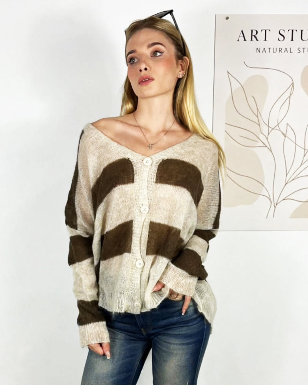 CARDIGAN MOULINE' ALAMARI Cardigan