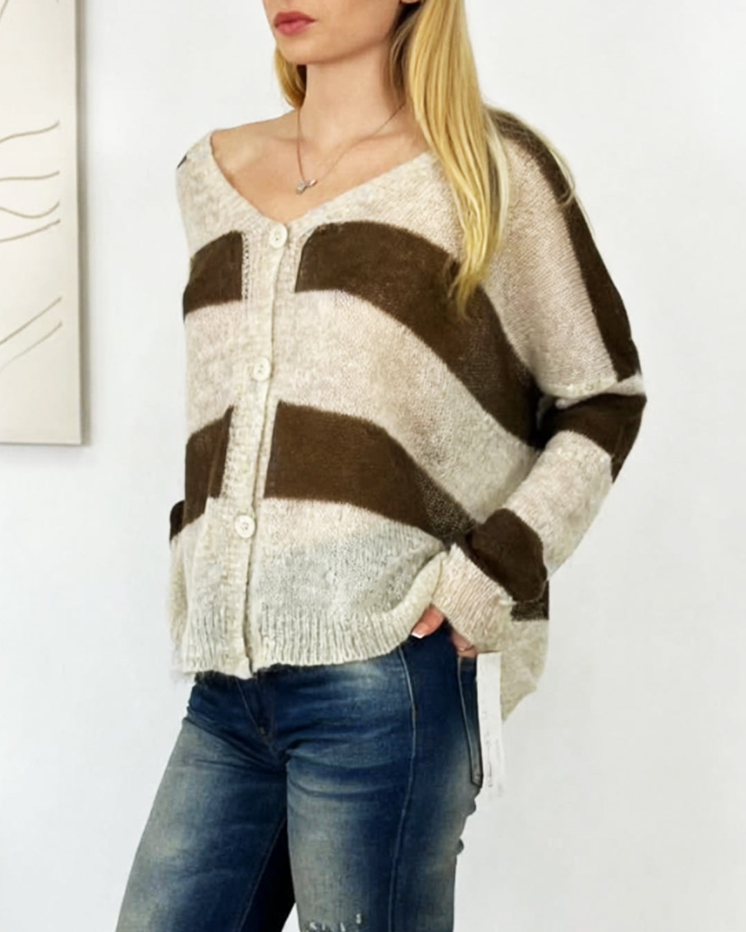 CARDIGAN MOULINE' ALAMARI Cardigan