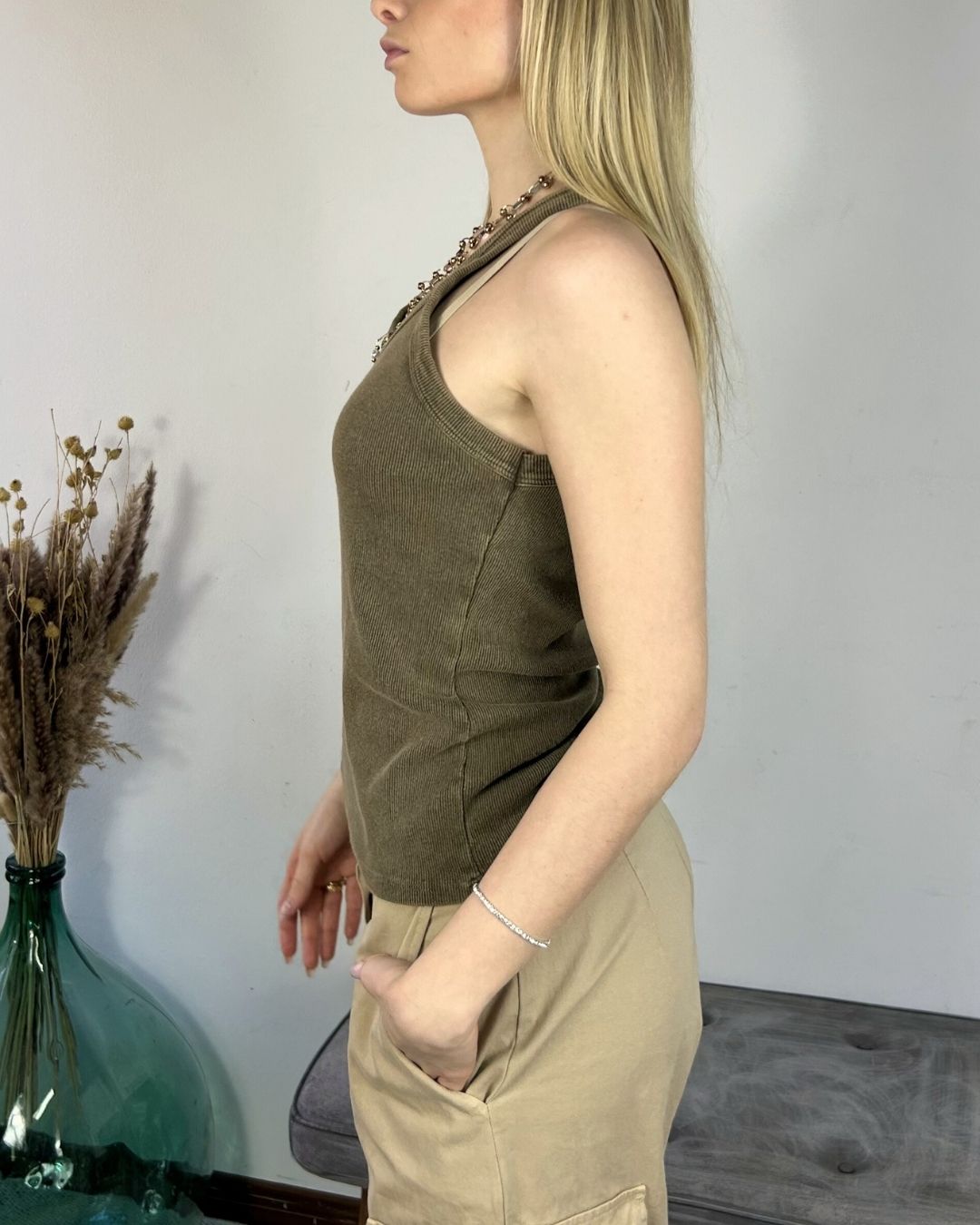 MARBLED V-NECK TANK TOP